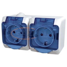 SCHNEIDER WDE000525 CEDAR PLUS 2x2P+F csatlakozóaljzat, gyermekvédelemmel, átlátszó csapófedéllel, IP44, fehér villanyszerelés