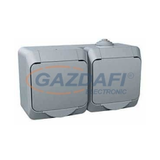 SCHNEIDER WDE000623 CEDAR PLUS 2x2P+F csatlakozóaljzat, gyermekvédelemmel, csapófedéllel, IP44, szürke villanyszerelés