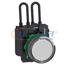 SCHNEIDER XB5AW21B5 Harmony komplett műanyag nyomógombos LED tesztlámpa, Ø22, 24VAC/DC, fehér villanyszerelés
