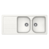 Schock Formhaus D-200 Cristalite Alpina kétmedencés csepegtetőtálcás gránit mosogató, szifonnal, fehér, beépíthető