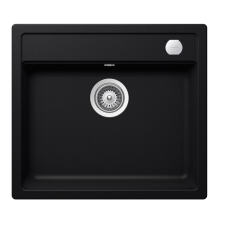 Schock Mono N-100 Cristadur Puro egymedencés gránit mosogató automata dugóemelő, szifonnal, fekete, beépíthető mosogatótálca