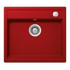 Schock Mono N-100 Cristadur Rouge egymedencés gránit mosogató automata dugóemelő, szifonnal, piros, beépíthető mosogatótálca