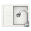 Schock Pinedo D-100XS konyhai mosogatótálca 620 x 500 mm Alpina és Schock Flora flexibilis csövű konyhai csaptelep, inox, fehér, beépíthető