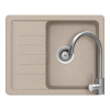 Schock Pinedo D-100XS konyhai mosogatótálca 620 x 500 mm Cristalite Sabbia, homok és Schock Prima konyhai csaptelep rozsdamentes acél, beépíthető