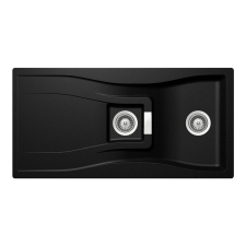 Schock Waterfall D-150 Cristadur Magma gránit mosogatótálca, szifonnal, metálfényű fekete, beépíthető mosogatótálca