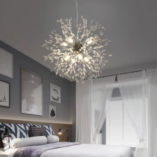  Schönbrunn Kristálycsillár, 9x G9, 49cm átmérő, fényes ezüst, állítható magasság világítás