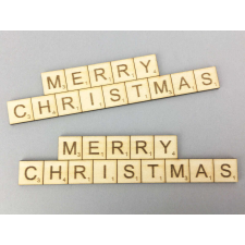 Scrabble Natúr fa - &quot;MERRY CHRISTMAS&quot; scrabble tábla 3x13,8cm 2db/csomag dekorációs kellék