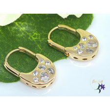  Secret gold antiallergén lakat alakú fülbevaló cirkónia kövekkel 18K fülbevaló