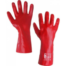  SELA 0006-06 PIROS PVC-BE MÁRTOTT PAMUT KESZTYŰ védőkesztyű
