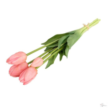  Selyemvirág tulipán csokor 5 szálas gumi 47cm rózsaszín dekorációs kellék