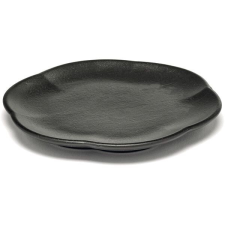 Serax Inku M 13,9 cm bordázott tányér, fekete tányér és evőeszköz