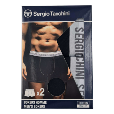 Sergio Tacchini Férfi Boxeralsó - Pamut - 2 db - Fekete/Szürke - XXL