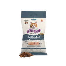  Serrano Anti Hairball szőrlabda ellen csirkés jutalomfalat macskáknak 50g macskaeledel