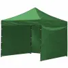 Sersimo 3 oldalfallal rendelkező pavilon sátor, szilárd acél szerkezet és vízálló PVC tető, 3x3 m-es, állítható magasságú, zöld