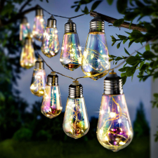 Sersimo Fényfüzér, LED, Felisi modell, 10 izzós, 380cm, napelemes töltés, többszínű fehér fény kültéri világítás