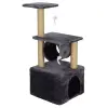 Sersimo Macskajátszó szett, karcoló rúddal, rejtett, platform, 62cm, sötétszürke