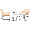 Sersimo Rattan kerti bútorkészlet, 2 szék párnákkal, 1 kerek asztal, natúr barna