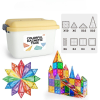  Set de Constructie Magnetic, Educativ si Creativ, Ultimate Edition, 120 piese multicolore + 2 platforme cu Roti si Cutie de Depozitare