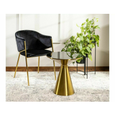  Seti Kerek Edzett Üveg Dohányzóasztal Fekete-Arany bútor