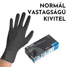  SETINO Nitril vizsgálókesztyű (fekete) 3,5g normál vastagságú kialakítás - M, Nitril, 100