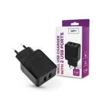 Setty 2xUSB hálózati töltő adapter - Setty USB Wall Charger - 5V/2,4A - fekete mobiltelefon kellék