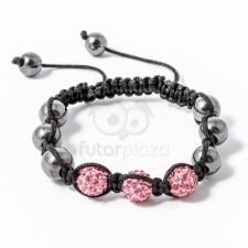 Shamballa karkötő 3 kristály + 6 csakragolyó pink jwr-1521 karkötő