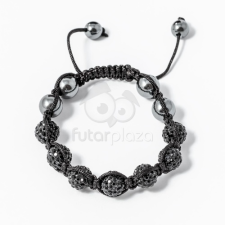 Shamballa karkötő 7 kristály + 4 csakragolyó fekete jwr-1563 karkötő