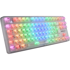Sharkoon Crystal Shark Wireless / Vezetékes Mechanikus Gaming Billentyűzet Német - Fehér (4044951040131) billentyűzet