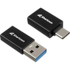 Sharkoon officepal USB-A apa - USB-C anya és USB-A anya - USB-C apa adapter - Fekete kábel és adapter