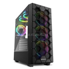 Sharkoon RGB HEX Fekete (Táp nélküli) ablakos ATX ház (4044951037551) számítógép ház