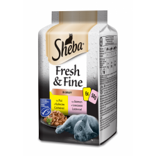 Sheba Fresh & Fine alutasakok macskáknak, kiválasztott mix mártásban, 72x50 g macskaeledel