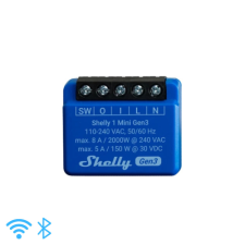 Shelly 1 Mini Gen3 egy áramkörös WiFi-s okosrelé, 8A okos kiegészítő