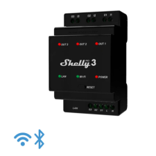Shelly Okosrelé, WiFi + Ethernet, 3 Áramkörös, DIN-sínre szerelhető - SHELLY PRO 3 okos kiegészítő