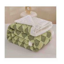  Sherpa pléd zöld–fehér rombusz mintával 150×200 cm ZF-Z150 lakástextília