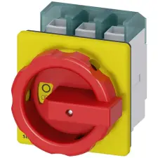 Siemens 3LD2704-0TK53 BE-KI kapcsoló, 3P, 100A, előlapra, piros/sárga villanyszerelés