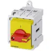 Siemens 3LD3430-1TK13 BE-KI kapcsoló, 3P, 63A, maszkolható, +1NO+1NC segéd, piros/sárga