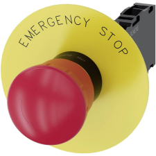 Siemens 3SU1100-1HB20-1FG0 komplett vésznyomógomb, 40mm, 1NO+NC, címkével (EMERGENCY STOP) villanyszerelés