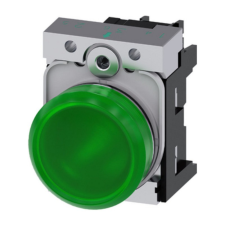 Siemens 3SU1152-6AA40-1AA0 komplett jelzőlámpa, zöld, 24VAC/DC, fém, csavaros Sirius villanyszerelés