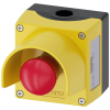 Siemens 3SU1851-0NA00-2AC2 tokozott vészgomb védőgallérral, 1NC, reteszoldás forgatással, fém Sirius