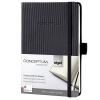 SIGEL Conceptum 194 lapos A6 kockás jegyzetfüzet -Fekete (CO131)