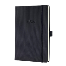  Sigel Conceptum határidőnapló, 2026, jegyzettel, 14,8x21,3 cm heti, fekete határidőnapló
