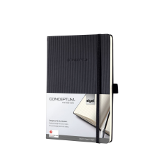 Sigel GmbH Sigel Conceptum notesz, vonalas, A5, 14,8x21cm, fekete, számozott oldalak, gumipánt iskolai kiegészítő