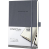  SIGEL Jegyzetfüzet, exkluzív, A5, kockás, 97 lap, keményfedeles, SIGEL "Conceptum", sötétszürke