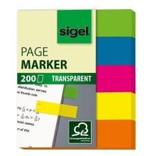 SIGEL Jelölõcímke, mûanyag, 5x40 lap, 12x50 mm, SIGEL "615", vegyes szín információs címke