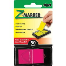 SIGEL Jelölőcímke, műanyag, "Z", 50 lap, 25x45 mm, SIGEL, rózsaszín post-it