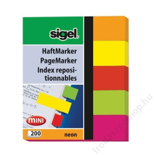 SIGEL Jelölőcímke, papír, 5x40 lap, 12x50 mm, SIGEL Neon Mini, vegyes szín (SIHN655) jegyzettömb