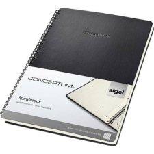 SIGEL Spirálfüzet, exkluzív, A4, kockás, 80 lap, keményfedeles, SIGEL "Conceptum", fekete füzet
