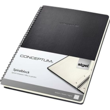 SIGEL Spirálfüzet, exkluzív, A4, vonalas, 80 lap, keményfedeles, SIGEL "Conceptum", fekete füzet