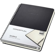 SIGEL Spirálfüzet, exkluzív, A5, kockás, 80 lap, keményfedeles, SIGEL "Conceptum", fekete füzet