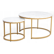 Signal Dion Luxus Márvány Dohányzóasztal Szett Laminált Fehér-Arany (DIONBMAZL) bútor